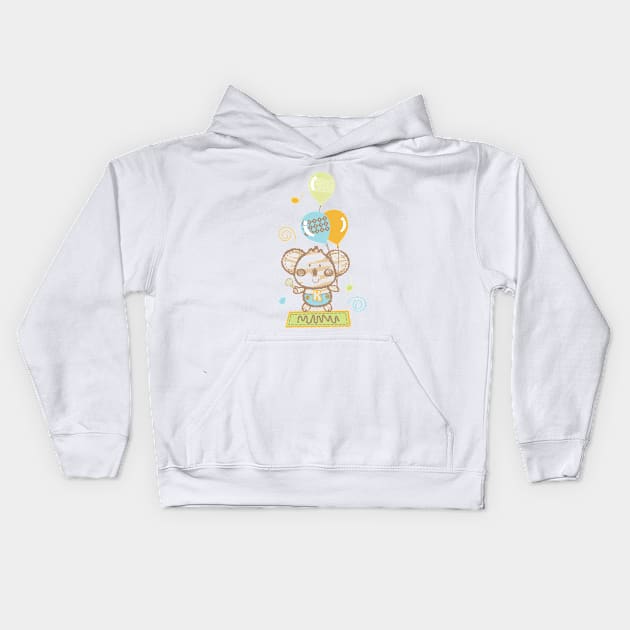 Koala Playing Balloons Kids Hoodie by angsabiru